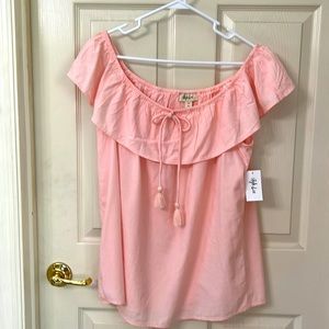 Style & Co Bohemian On/Off Shoulder XL Peach Top